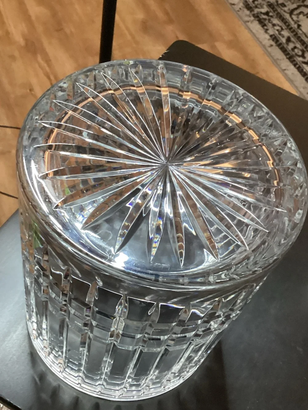 CESKA - Cut Crystal Cylinder Geometric Design Vase - 8” High X 6.5” Wide